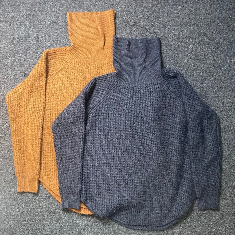 Kuhl Sienna Turtleneck Sweaters Brown Gray Womens Large Waffle Knit‎ Hiking Gorp